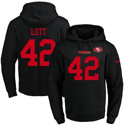 Nike 49ers #42 Ronnie Lott Black Name & Number Pullover NFL Hoodie